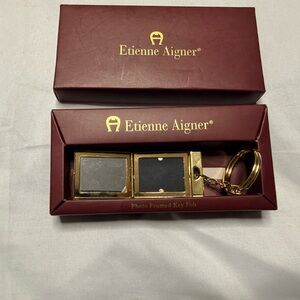 Etienne Aigner Gold Photo Frame Key Fob in Box Vintage